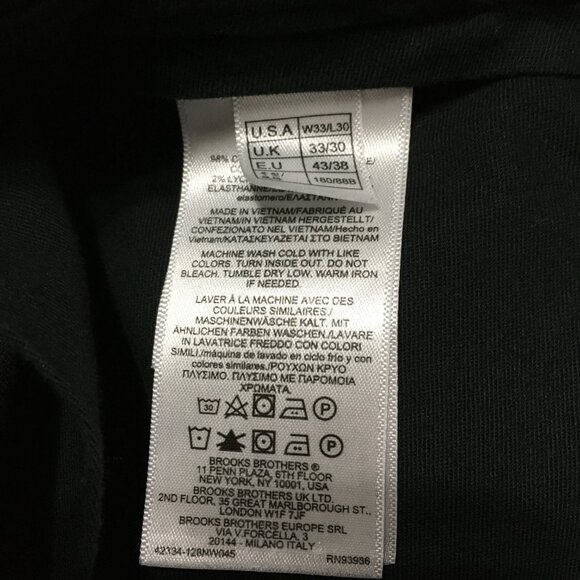 Brooks Brothers Advantage Chino Black Stretch Clark Fit Pants-Men's 33x30 - Picture 6 of 6